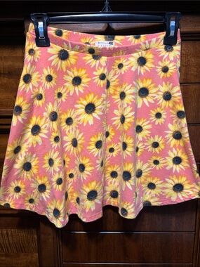 La Hearts Coral Sunflower Circle Skirt